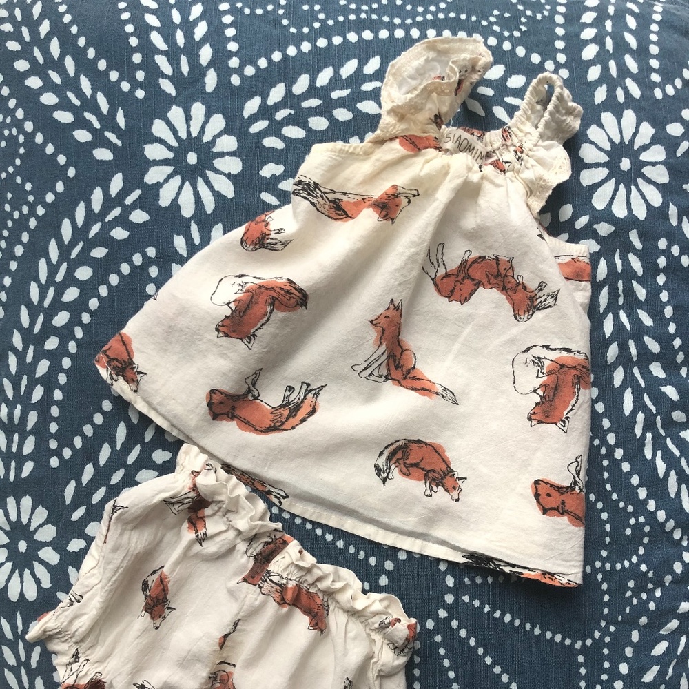 Baby top and bottom layette set